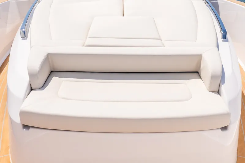 Slide: The Image of Luxurious seating on 2027 Pardo Yachts P43R, featuring elegant white upholstery. - 47