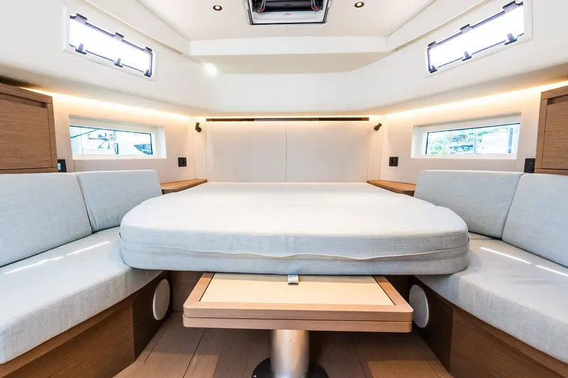 Slide: The Image of Luxurious interior cabin of 2027 Pardo Yachts P43R with modern seating and lighting. - 20
