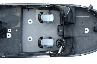 Slide: The Image of 2026 Crestliner 1750 HAWK WT boat interior, featuring dual seats and spacious deck layout. - 20