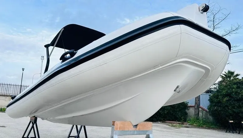 Slide: The Image of 2024 Aqvaboats LUXRIB 14 luxury inflatable boat on display. - 13