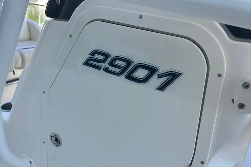 Slide: The Image of 2015 Century 2901 Center Console boat detail with model number. - 26
