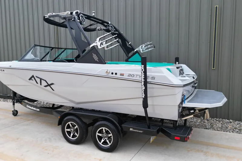 Slide: The Image of 2021 ATX Surf Boats 20 Type-S on trailer, parked outdoors. - 17