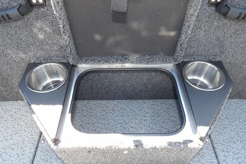 Slide: The Image of 2026 Lund 1875 Pro-V Bass XS boat interior with dual cup holders. - 25
