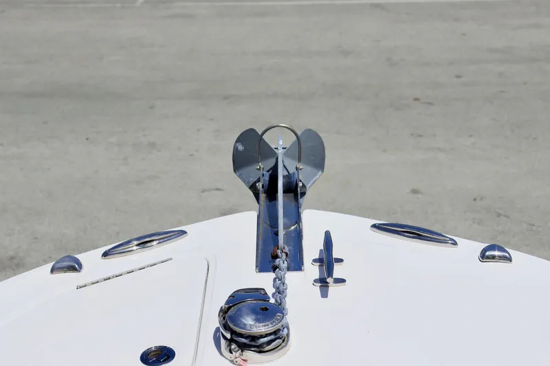 Slide: The Image of Bow of 2015 Everglades 245 CX boat with anchor and chain. - 16