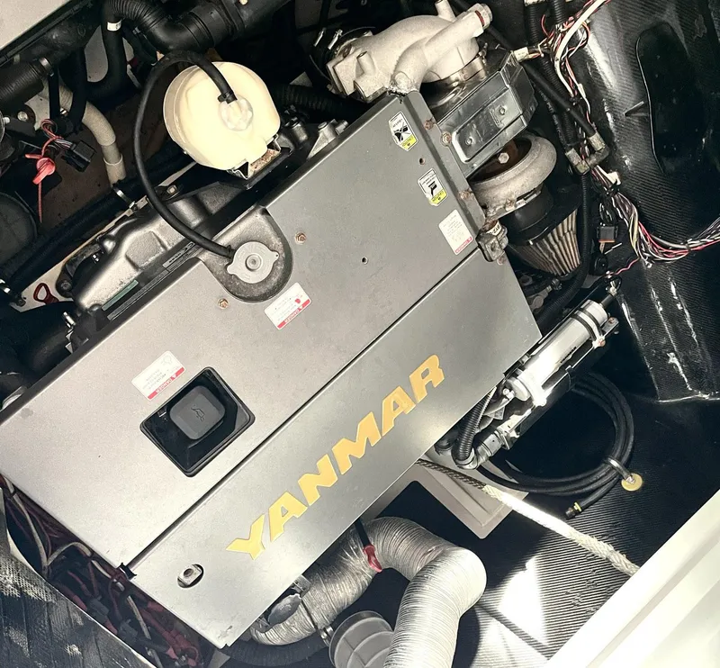 Slide: The Image of Engine compartment of a 2008 Goetz Custom Boats 33' Limo Tender with Yanmar engine. - 15