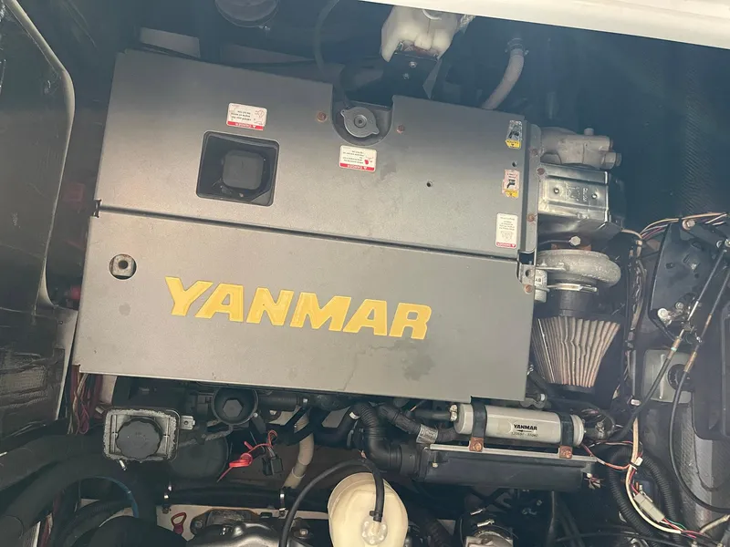 Slide: The Image of Yanmar engine inside a 2008 Goetz Custom Boats 33' Limo Tender. - 16