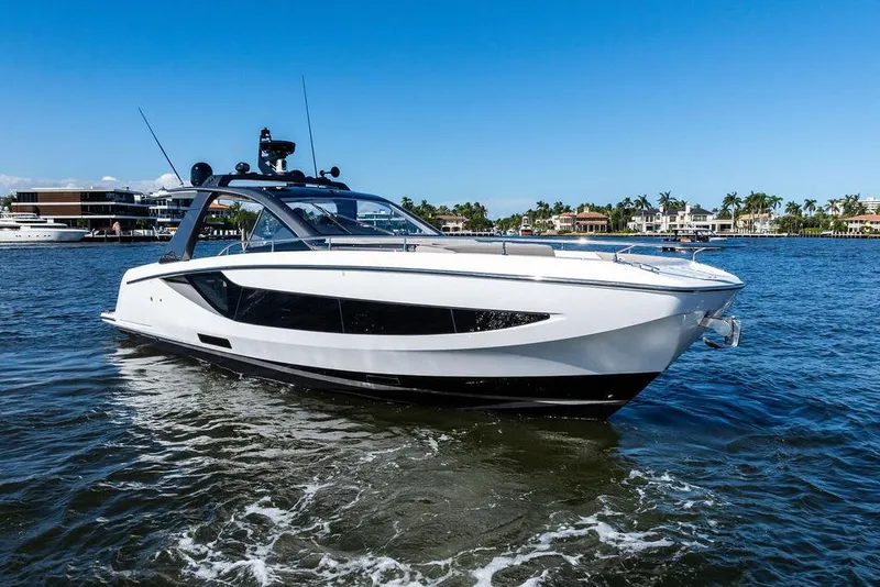 Slide: The Image of 2024 Azimut Verve 42 luxury yacht cruising on a sunny day. - 13