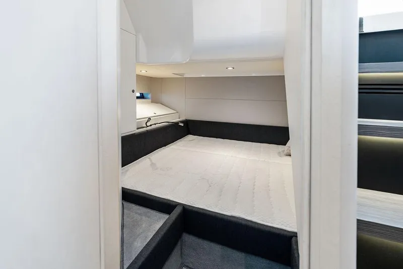 Slide: The Image of Interior cabin of 2024 Azimut Verve 42 yacht, featuring a cozy bed and modern design. - 41