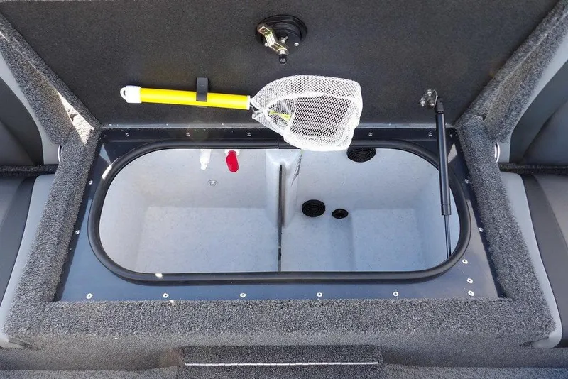Slide: The Image of Livewell compartment in 2026 Lund 1875 Renegade boat with fishing net and aeration system. - 14