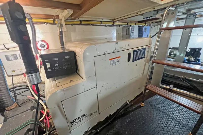 Slide: The Image of Engine room of 1985 Hatteras 58 Motor Yacht with Kohler power system. - 37