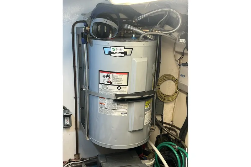 Slide: The Image of A.O. Smith ProLine water heater installed on a 1985 Hatteras 58 Motor Yacht. - 45