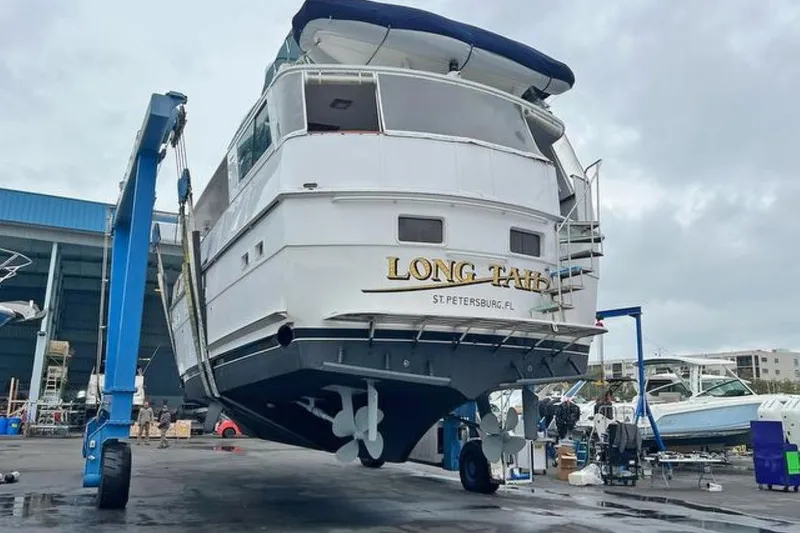 Slide: The Image of 1985 Hatteras 58 Motor Yacht in dry dock, St. Petersburg, Florida. - 48