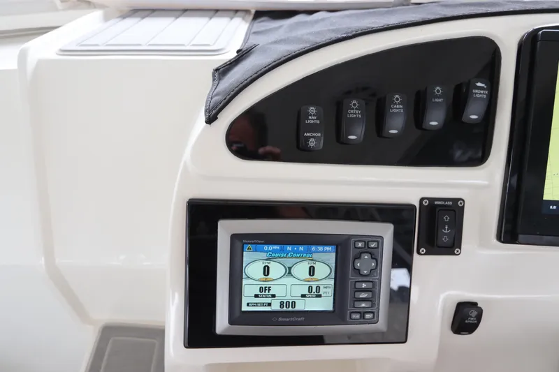Slide: The Image of Control panel of a 2014 Intermarine 380 Sport boat with navigation display. - 20