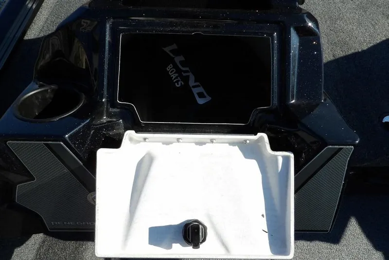 Slide: The Image of Interior of 2026 Lund 1975 Renegade boat with storage compartment open. - 24