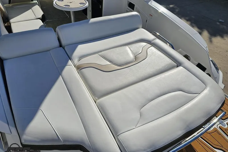 Slide: The Image of 2015 Monterey 288SS Super Sport boat with luxurious white leather seating. - 30
