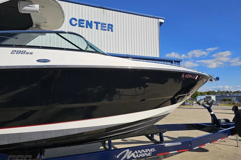 Slide: The Image of 2015 Monterey 288SS Super Sport boat on trailer at marine center. - 4
