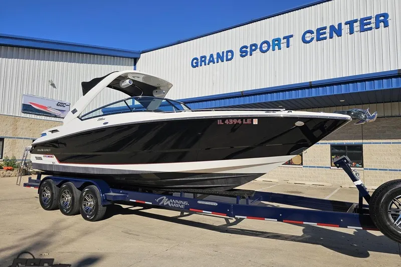Slide: The Image of 2015 Monterey 288SS Super Sport boat on trailer at Grand Sport Center. - 9