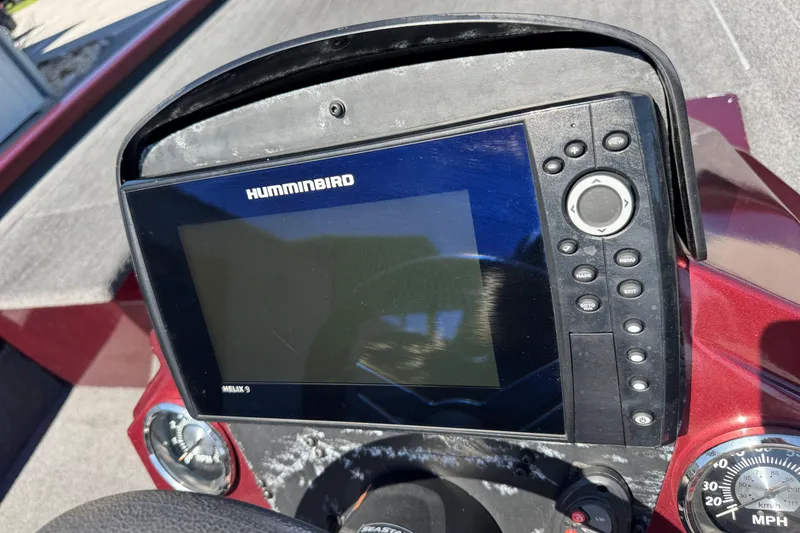 Slide: The Image of 2019 Vexus AVX2080 boat dashboard with Humminbird Helix 9 fish finder. - 12