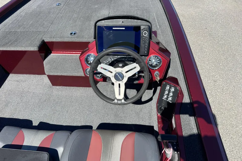 Slide: The Image of 2019 Vexus AVX2080 boat dashboard with steering wheel and navigation system. - 17