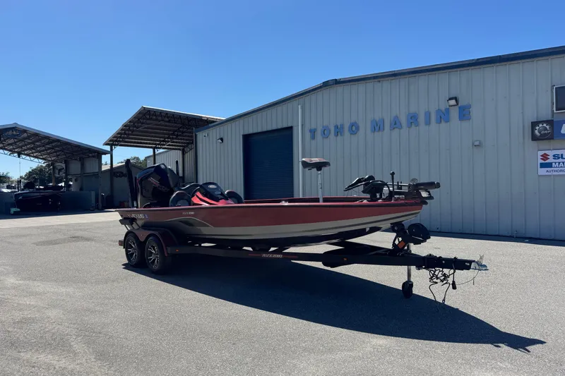 Slide: The Image of 2019 Vexus AVX2080 boat on trailer outside Toho Marine building. - 2