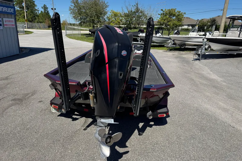 Slide: The Image of 2019 Vexus AVX2080 boat with powerful outboard motor, parked outdoors. - 8