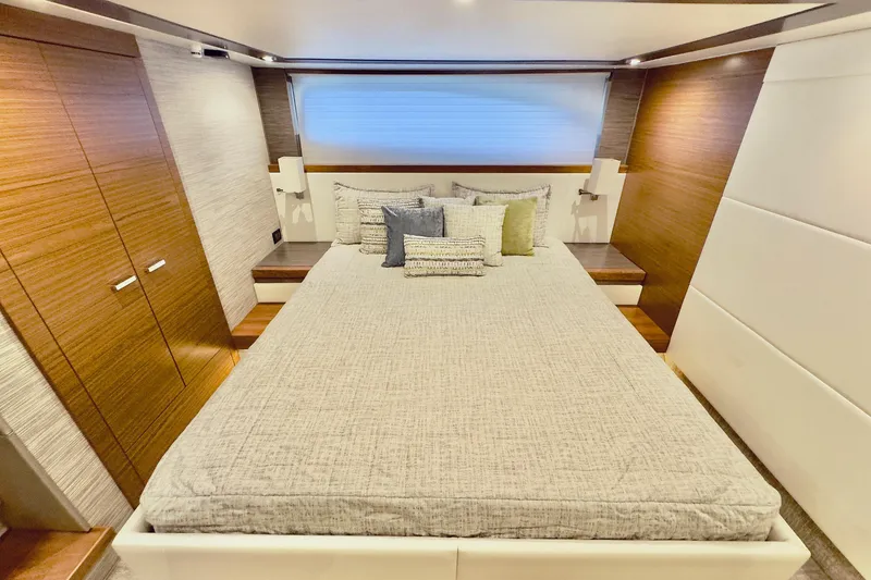 Slide: The Image of Luxurious bedroom interior of 2020 Tiara Yachts F53 Flybridge with modern design. - 13