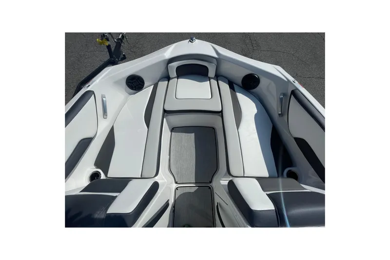 Slide: The Image of 2026 Yamaha Boats AR195 interior seating with sleek, modern design and comfortable upholstery. - 12