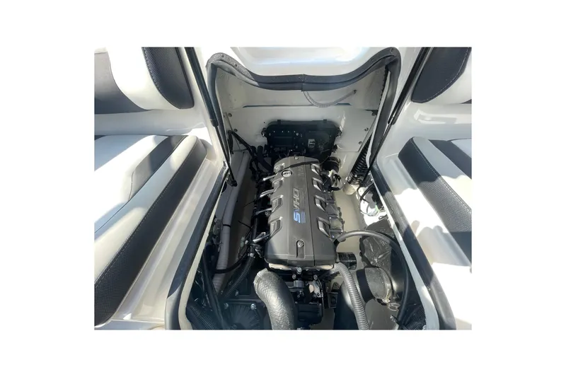 Slide: The Image of 2026 Yamaha Boats AR195 engine compartment with sleek design and advanced technology. - 17