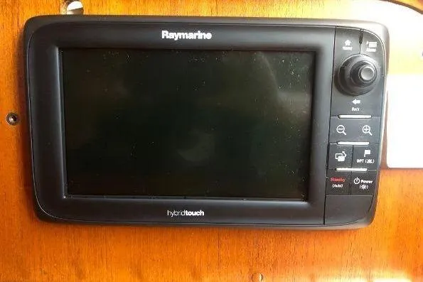Slide: The Image of Raymarine HybridTouch display on 1982 Tartan 33 sailboat dashboard. - 25