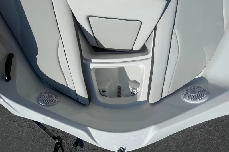 Slide: The Image of 2026 Yamaha AR190 boat interior with speakers and storage compartment. - 8