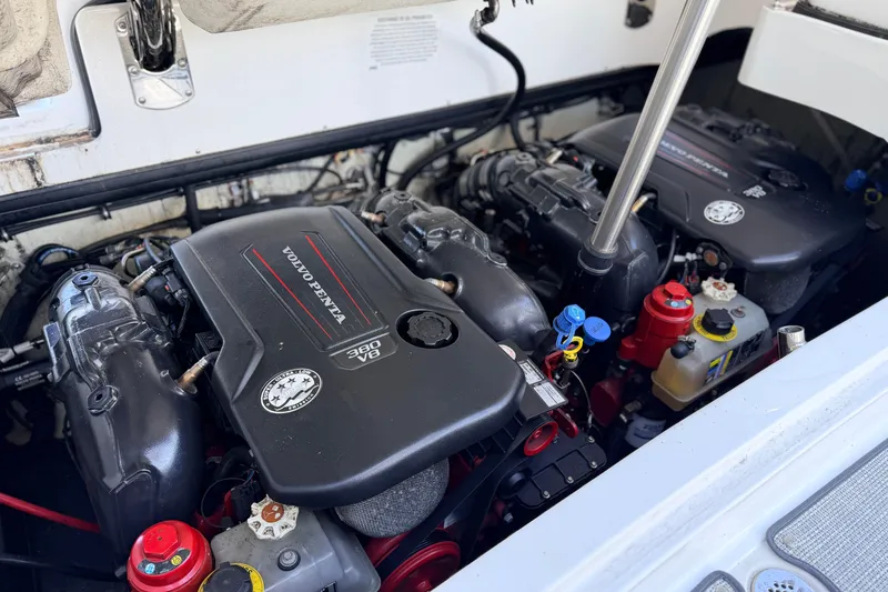 Slide: The Image of Engine compartment of a 2020 Cobalt R35 with dual Volvo Penta 380 V8 engines. - 35