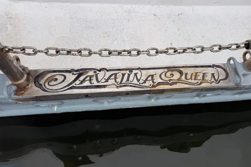 Slide: The Image of "Javalina Queen" nameplate on 1989 Custom Schooner Live aboard boat. - 6