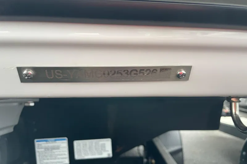 The Image of 2026 Yamaha Boats 252S hull identification number plate, close-up view. - 1
