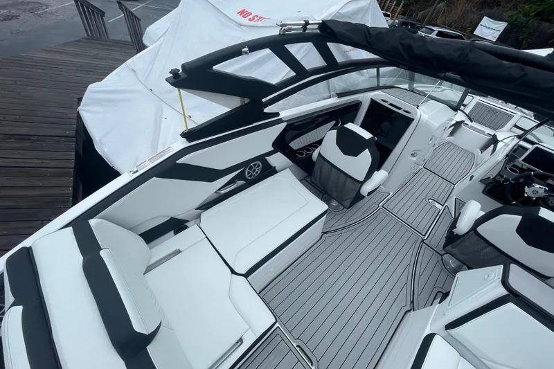 Slide: The Image of 2026 Yamaha Boats 252S interior with sleek seating and modern design. - 6