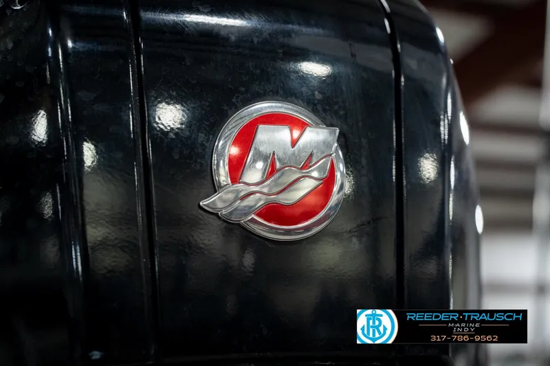 Slide: The Image of 2020 Lund 1875 Pro-V Bass boat with Mercury logo, Reeder Trausch Marine branding. - 47