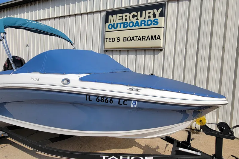 Slide: The Image of 2022 Tahoe 185 S WT boat with blue cover at Ted's Boatarama. - 1