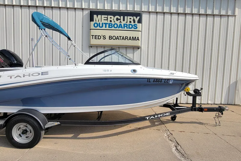 Slide: The Image of 2022 Tahoe 185 S WT boat on trailer at Ted's Boatarama dealership. - 6