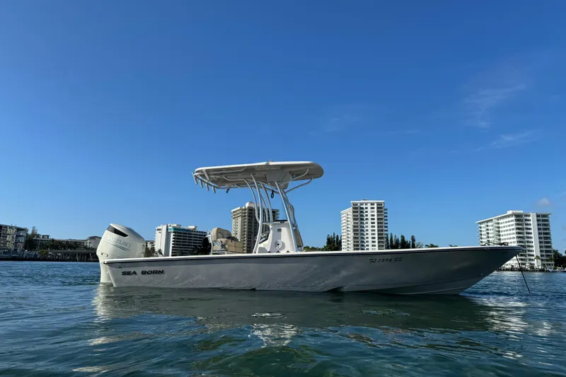 The Image of 2019 Sea Born FX24 Bay boat on water with city skyline background. - 0
