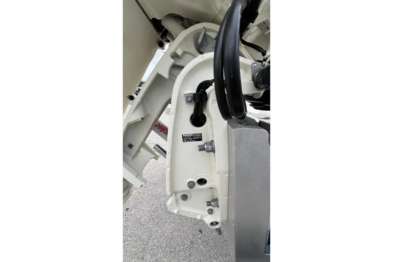 Slide: The Image of Close-up of a 2019 Sea Born FX24 Bay boat engine mount and components. - 14