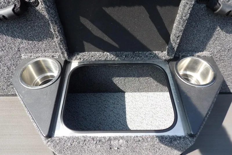 Slide: The Image of Interior of 2026 Lund 2075 Pro-V Bass XS boat with cup holders and storage compartment. - 19