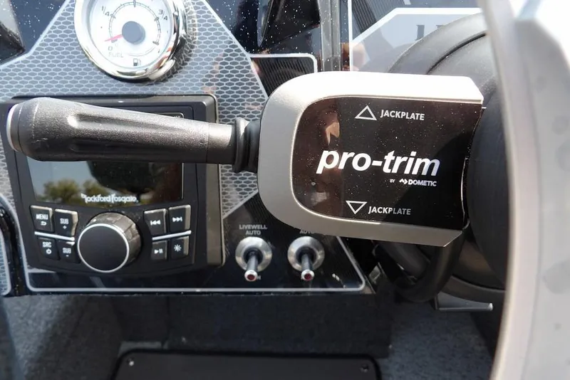 Slide: The Image of Control panel of 2026 Lund 2075 Pro-V Bass XS with pro-trim and audio system. - 25