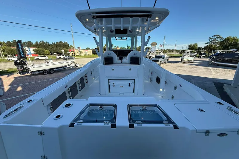 Slide: The Image of 2026 Crevalle 33 CSF boat interior with spacious deck and modern console. - 6