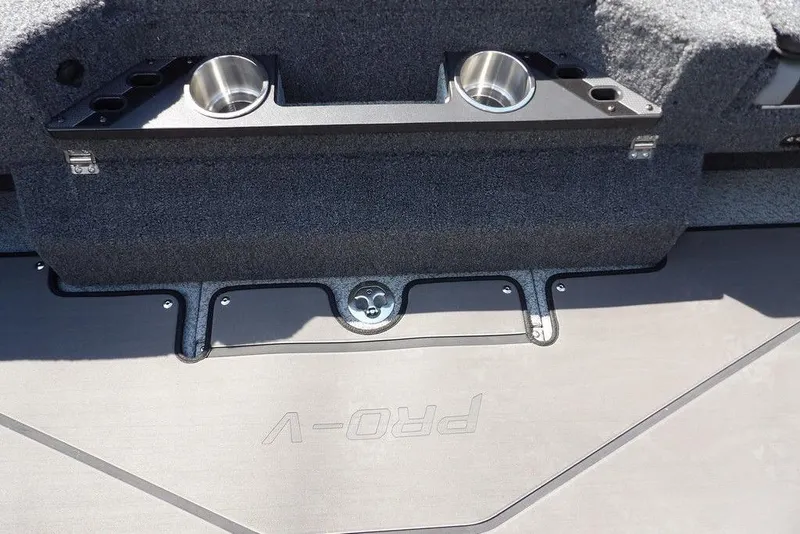 Slide: The Image of Interior of 2026 Lund 2075 Pro-V Sport boat with cup holders and storage. - 15