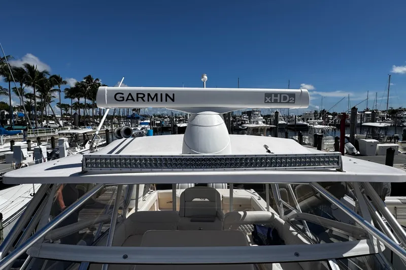 Slide: The Image of 2001 Grady-White Express 330 boat with Garmin xHD2 radar at marina. - 54