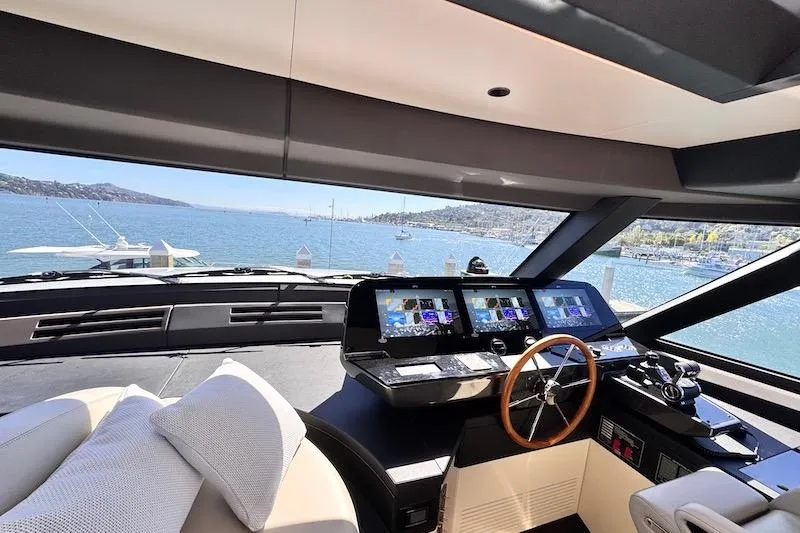 Slide: The Image of Luxurious helm of 2026 Azimut Grande Magellano 25 Metri yacht with scenic ocean view. - 32