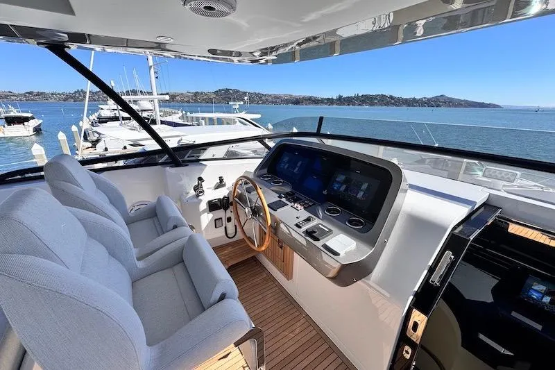 Slide: The Image of Luxurious helm of 2026 Azimut Grande Magellano 25 Metri yacht with scenic ocean view. - 33