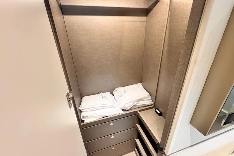 Slide: The Image of Luxurious interior of 2026 Azimut Grande Magellano 25 Metri yacht cabin with modern amenities. - 49