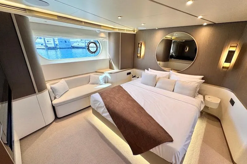 Slide: The Image of Luxurious bedroom interior on 2026 Azimut Grande Magellano 25 Metri yacht. - 64