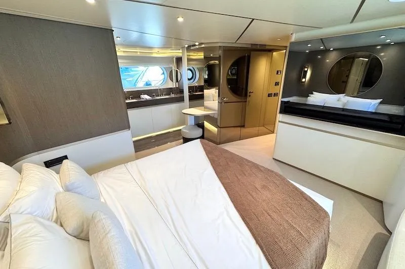 Slide: The Image of Luxurious interior of 2026 Azimut Grande Magellano 25 Metri yacht, featuring modern bathroom and closet. - 67