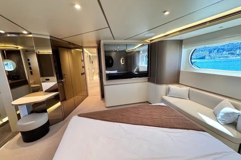 Slide: The Image of Luxurious interior of 2026 Azimut Grande Magellano 25 Metri yacht, featuring modern design and amenities. - 73